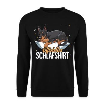 Offizielles Schlafshirt Dobermann - Unisex Pullover - Schwarz - Vorne - Alina (178cm) & Michal (187cm)