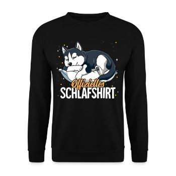 Offizielles Schlafshirt Sibirischer Husky - Unisex Pullover - Schwarz - Vorne - Alina (178cm) & Michal (187cm)