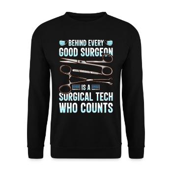 Scrub Tech Surgical Technician Surgical Technologist - Unisex Sweatshirt - black - Front - Alina (178cm) & Michal (187cm)