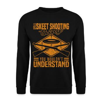 Skeets Schießen | Wurfscheibenschießen Geschenke - Unisex Pullover - Schwarz - Vorne - Alina (178cm) & Michal (187cm)