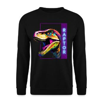 Neon Raptor - Vélociraptor multicolore - Sweat-shirt Unisexe - noir - Devant - Alina (178cm) & Michal (187cm)