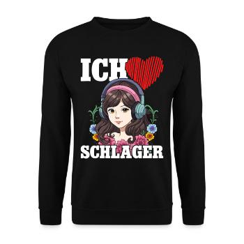 Ich Liebe Schlager - Unisex Pullover - Schwarz - Vorne - Alina (178cm) & Michal (187cm)