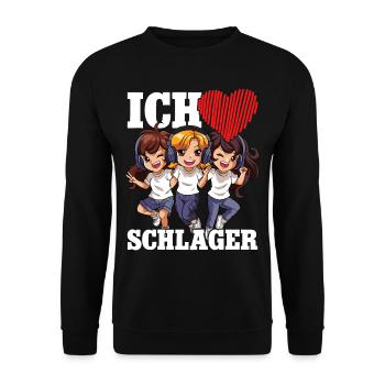 Ich Liebe Schlager - Unisex Pullover - Schwarz - Vorne - Alina (178cm) & Michal (187cm)