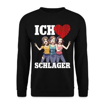 I love Schlager - Unisex Sweatshirt - black - Front - Alina (178cm) & Michal (187cm)