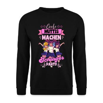 Coole Muttis Machen Schlagerparty - Unisex Pullover - Schwarz - Vorne - Alina (178cm) & Michal (187cm)