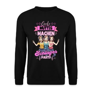 Coole Muttis Machen Schlagerparty - Unisex Pullover - Schwarz - Vorne - Alina (178cm) & Michal (187cm)