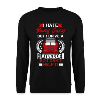 LKW Flachbettmaschine Frachtfahrzeug - Unisex Pullover - Schwarz - Vorne - Alina (178cm) & Michal (187cm)