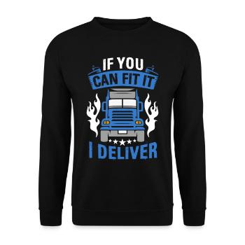 LKW Flachbettmaschine Frachtfahrzeug - Unisex Pullover - Schwarz - Vorne - Alina (178cm) & Michal (187cm)