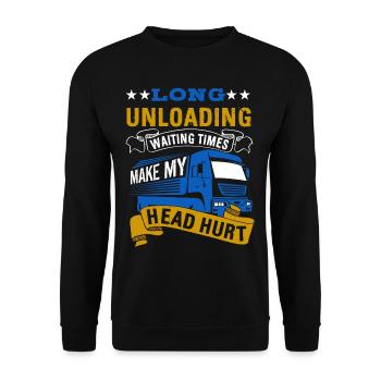 LKW Flachbettmaschine Frachtfahrzeug - Unisex Pullover - Schwarz - Vorne - Alina (178cm) & Michal (187cm)