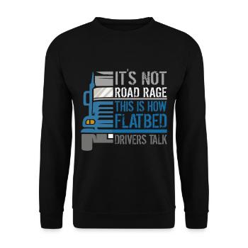 LKW Flachbettmaschine Frachtfahrzeug - Unisex Pullover - Schwarz - Vorne - Alina (178cm) & Michal (187cm)
