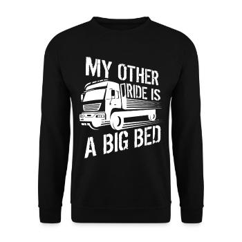 LKW Flachbettmaschine Frachtfahrzeug - Unisex Pullover - Schwarz - Vorne - Alina (178cm) & Michal (187cm)