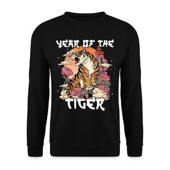 Year of the Tiger Lunar New Year Chinese - Unisex Sweatshirt - black - Front - Alina (178cm) & Michal (187cm)