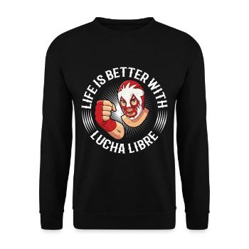 Mexican wrestling wrestler lucha libre mask - Unisex Sweatshirt - black - Front - Alina (178cm) & Michal (187cm)
