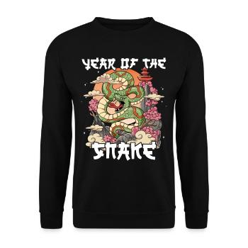 Année du Serpent Nouvel An lunaire chinois - Sweat-shirt Unisexe - noir - Devant - Alina (178cm) & Michal (187cm)