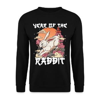 Year of the Rabbit Lunar New Year Chinese - Unisex Sweatshirt - black - Front - Alina (178cm) & Michal (187cm)