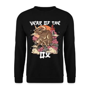 Year of the Ox Lunar New Year Chinese - Unisex Sweatshirt - black - Front - Alina (178cm) & Michal (187cm)
