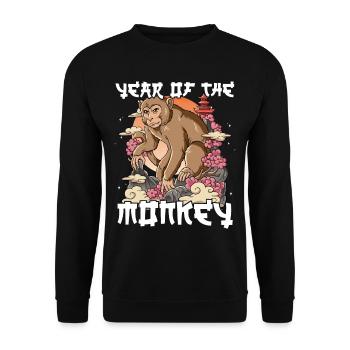 Année du Singe Nouvel An lunaire chinois - Sweat-shirt Unisexe - noir - Devant - Alina (178cm) & Michal (187cm)