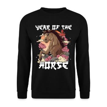 Year of the Horse Lunar New Year Chinese - Unisex Sweatshirt - black - Front - Alina (178cm) & Michal (187cm)