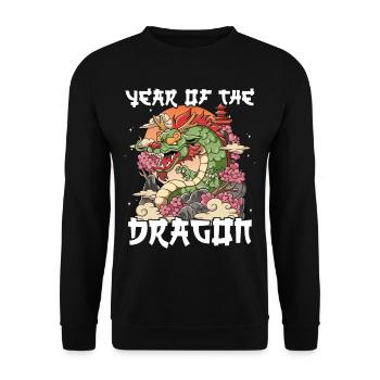 Année du Dragon Nouvel An lunaire chinois - Sweat-shirt Unisexe - noir - Devant - Alina (178cm) & Michal (187cm)