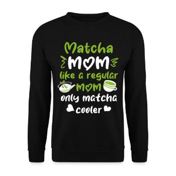 Grüntee-Liebhaber Japanischer Matcha-Latte-Drink - Unisex Pullover - Schwarz - Vorne - Alina (178cm) & Michal (187cm)