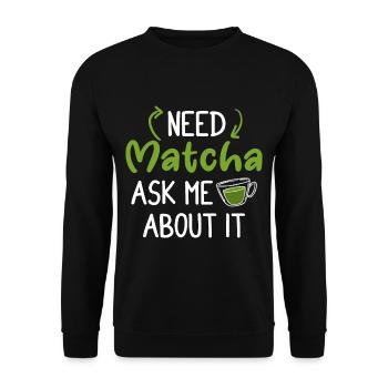 Green Tea Lovers Japanese Matcha Latte Drink - Unisex Sweatshirt - black - Front - Alina (178cm) & Michal (187cm)