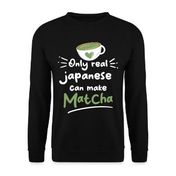 Green Tea Lovers Japanese Matcha Latte Drink - Unisex Sweatshirt - black - Front - Alina (178cm) & Michal (187cm)