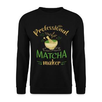 Green Tea Lovers Japanese Matcha Latte Drink - Unisex Sweatshirt - black - Front - Alina (178cm) & Michal (187cm)