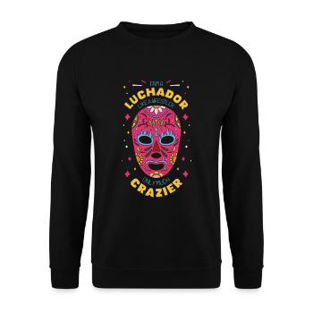 Mexikanischer Wrestling Wrestler Lucha Libre Maske - Unisex Pullover - Schwarz - Vorne - Alina (178cm) & Michal (187cm)