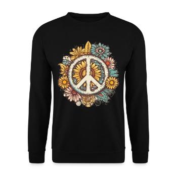 Costume Hippie Signe de la Paix - Sweat-shirt Unisexe - noir - Devant - Alina (178cm) & Michal (187cm)