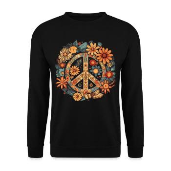 Costume Hippie Signe de la Paix - Sweat-shirt Unisexe - noir - Devant - Alina (178cm) & Michal (187cm)