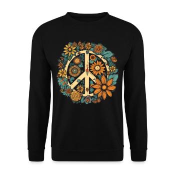 Costume Hippie Signe de la Paix - Sweat-shirt Unisexe - noir - Devant - Alina (178cm) & Michal (187cm)