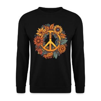 Costume Hippie Signe de la Paix - Sweat-shirt Unisexe - noir - Devant - Alina (178cm) & Michal (187cm)