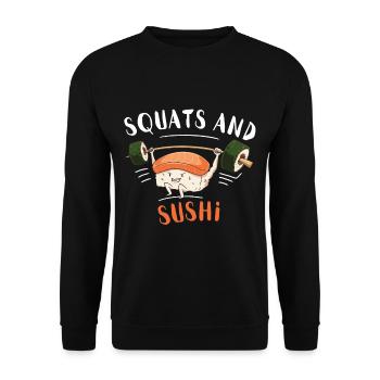 Japanisches Essen Sushi Gym Nigiri Sushi Rolle - Unisex Pullover - Schwarz - Vorne - Alina (178cm) & Michal (187cm)