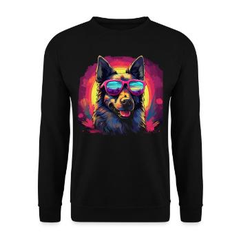 80s 90s Synthwave German German Shepherd - Unisex Sweatshirt - black - Front - Alina (178cm) & Michal (187cm)