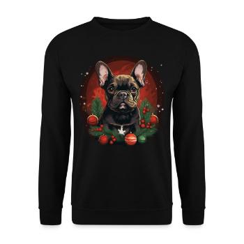 Bouledogue français de Noël - Sweat-shirt Unisexe - noir - Devant - Alina (178cm) & Michal (187cm)