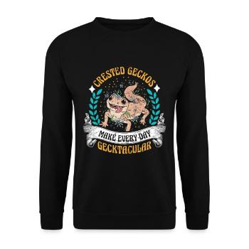 Reptilienliebhaber Eidechsensammler Crestie - Unisex Pullover - Schwarz - Vorne - Alina (178cm) & Michal (187cm)