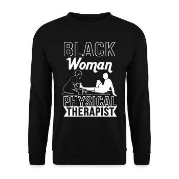 PT Physiotherapie Physiotherapeutin Job - Unisex Pullover - Schwarz - Vorne - Alina (178cm) & Michal (187cm)
