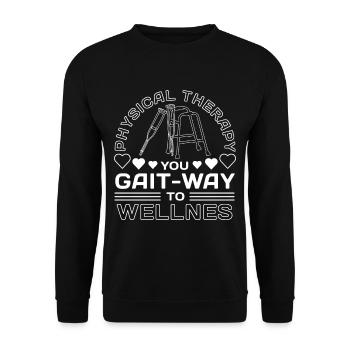 PT Physiotherapie Physiotherapeutin Job - Unisex Pullover - Schwarz - Vorne - Alina (178cm) & Michal (187cm)