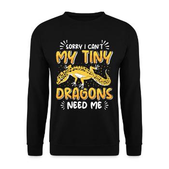 Reptilienliebhaber Eidechsensammler Crestie - Unisex Pullover - Schwarz - Vorne - Alina (178cm) & Michal (187cm)