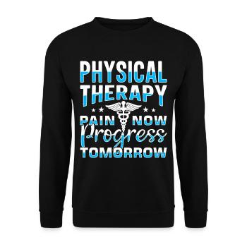 PT Physiotherapie Physiotherapeutin Job - Unisex Pullover - Schwarz - Vorne - Alina (178cm) & Michal (187cm)