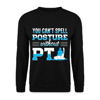 PT Physiotherapie Physiotherapeutin Job - Unisex Pullover - Schwarz - Vorne - Alina (178cm) & Michal (187cm)