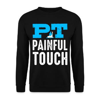 PT Physiotherapie Physiotherapeutin Job - Unisex Pullover - Schwarz - Vorne - Alina (178cm) & Michal (187cm)