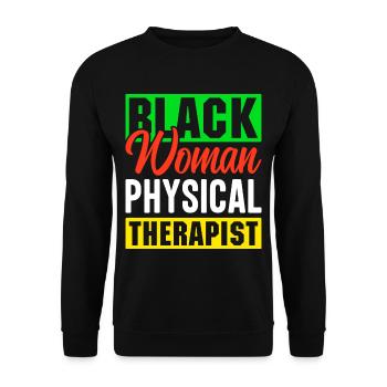 PT Physiotherapie Physiotherapeutin Job - Unisex Pullover - Schwarz - Vorne - Alina (178cm) & Michal (187cm)