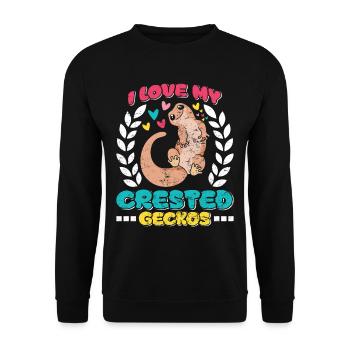 Reptilienliebhaber Eidechsensammler Crestie - Unisex Pullover - Schwarz - Vorne - Alina (178cm) & Michal (187cm)