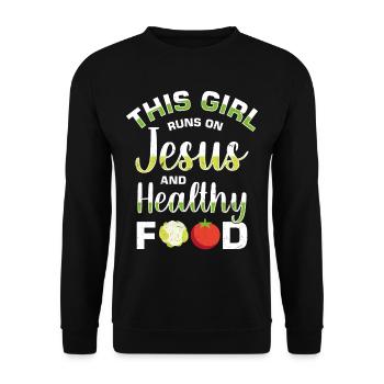 Vegan Vegetarian Food Diet - Unisex Sweatshirt - black - Front - Alina (178cm) & Michal (187cm)