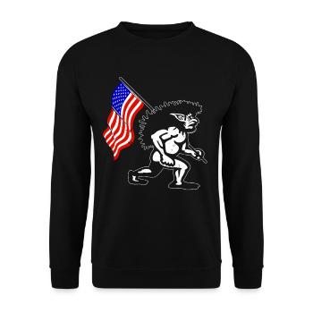 Folklore Fabelwesen Ureinwohner Amerikas Pukwudgie - Unisex Pullover - Schwarz - Vorne - Alina (178cm) & Michal (187cm)