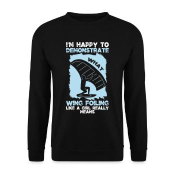Wingsurfing Foil Wing Wing Boarding Wing Foiling - Unisex Sweatshirt - black - Front - Alina (178cm) & Michal (187cm)