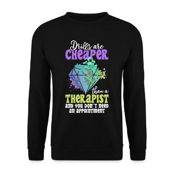 Embroidery Craft Hobby Diamond Painter Diamond - Unisex Sweatshirt - black - Front - Alina (178cm) & Michal (187cm)