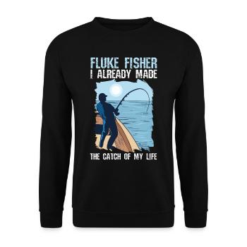 Fisherman Fishing Catcher, Fisherman's Fishing Rod, - Unisex Sweatshirt - black - Front - Alina (178cm) & Michal (187cm)