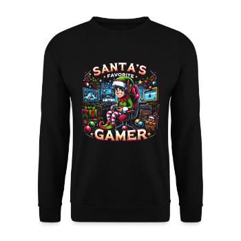 Noël Elf Gaming Noël Gamer - Sweat-shirt Unisexe - noir - Devant - Alina (178cm) & Michal (187cm)